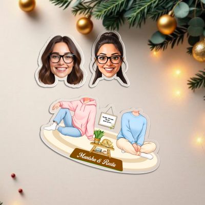 Personalized Battery Powered with Shaking Head Bobblehead Caricature Standee Custom with Face Cutout Sister Love Gift Birthday Gift for Sister & Bestie